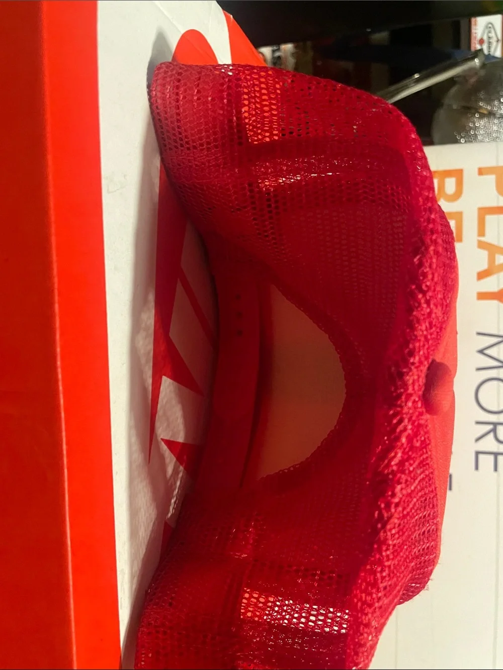 Henne Red Mesh Trucker Hat with Bottle Patch